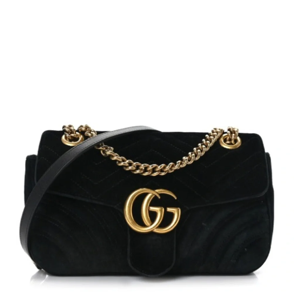 GUCCI Velvet GG Marmont Small Metelasse Shoulder Bag - Picture 2 of 10